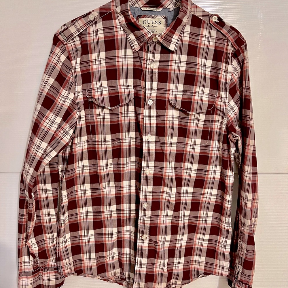 GUESS Los Angeles long sleeve shirt men’s size medium multi color 100% cotton